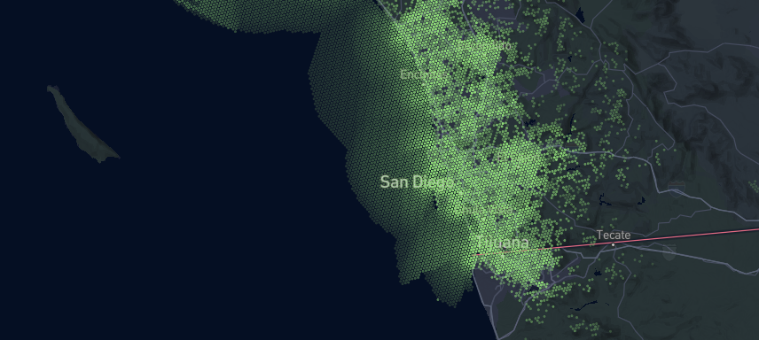 Helium LoRaWAN coverage in San Diego