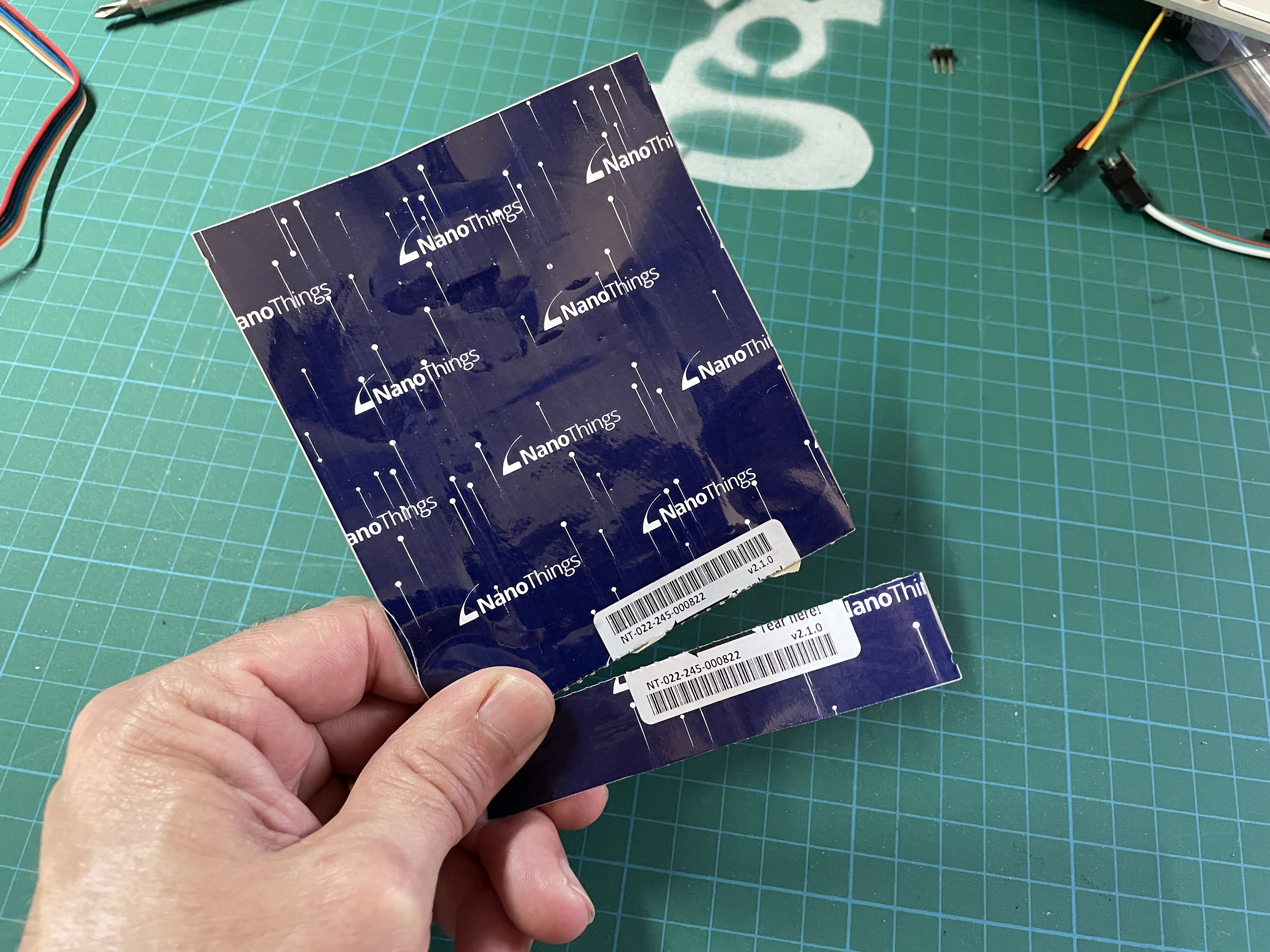 Tear off the strip to activate a NanoThings nanotag