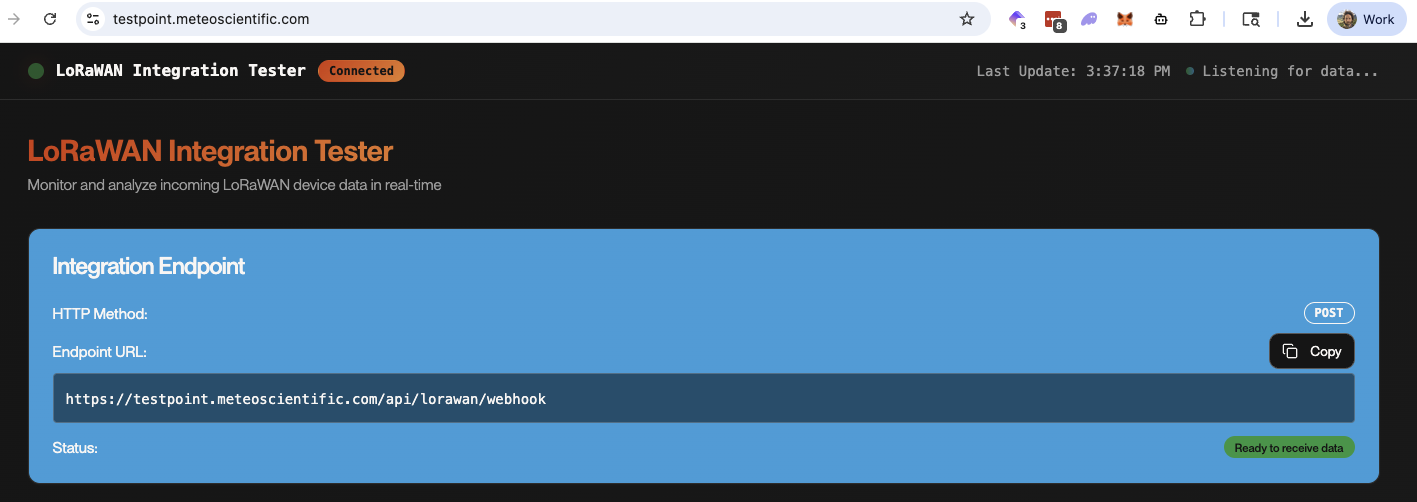 A test endpoint you can use for your LoRaWAN packets