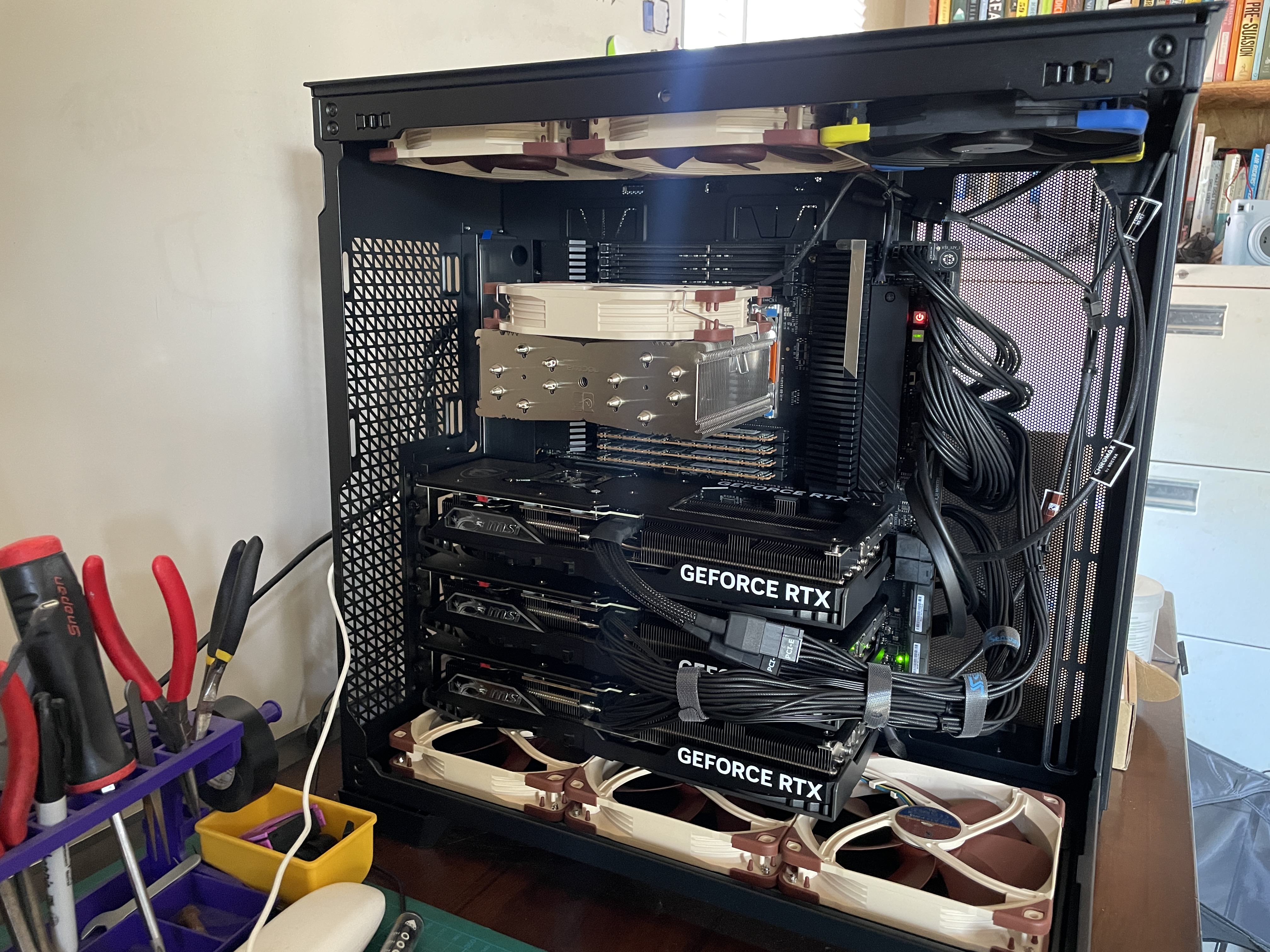 Triple GPU machine with Threadripper for running local LLM and AI tasks